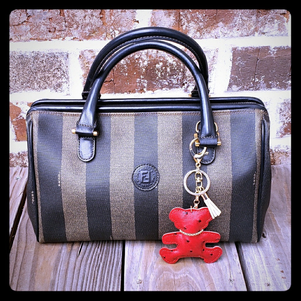 100% Authentic Fendi Piquen Stripe Boston